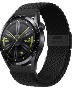 Bracelet à Dégagement Rapide 22mm Noir | Acier Inoxydable | Boucle Réglable | Remplacement Elastique pour Montres Connec