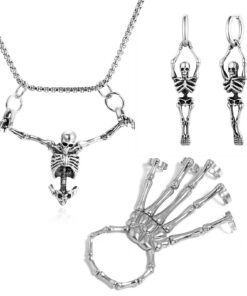 Hifot Bijoux Halloween Collier Tête de Mort Femmes Hommes Accessoires Halloween Punk Gothiques