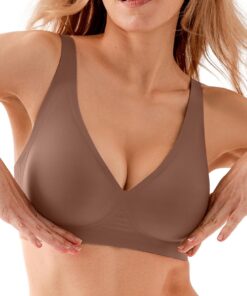 JoliComfy Soutien-Gorge Push Up Femme Sans Armature Classique Col en V Maintien Comfortable