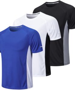 Gaiatiger T-shirt sport homme séchage rapide pour fitness et gym - Manches courtes - 3 packs - Haut respirant - Sécheres