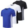 Gaiatiger T-Shirt Sport Homme Respirant Séchage Rapide pour Fitness et Running 3 Pack Manches Courtes Baselayer Haut
