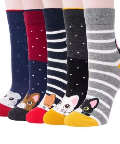 Justay Comf Chaussettes Femmes Mignonnes Hiver en Coton Motif Animaux Chat Chien Kawaii