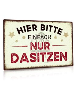 Putuo Decor Plaque en métal Ici Bitte pour bureau et jardin mais aussi salles de bain et terrasses, idéale pour décorati