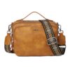 Gladdon Petit sac à bandoulière multi-poches, PU en cuir émaillé pour femme, sangle jacquard amovible et réglable, 22x28