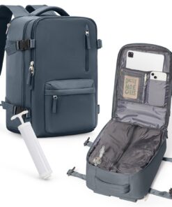 WISEPACK Sac Voyage Compression sous Vide 40x20x25 Cabine Airbag Ryanair Pompe Homme Femme Gris-Bleu