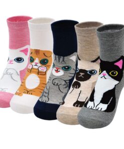 Chaussettes Fantaisie Femme Animaux Chien Chat en Coton Mignonnes Doux EU 37-43, 5 Paires OEKO-TEX STANDARD 100 Hiver Fi