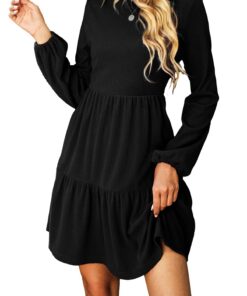 CUPSHE Robe tricotée décontractée femme - Style bohème pour tous les jours, manches longues et col rond, marque tendance