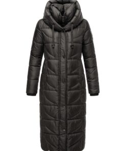 Navahoo Manteau d'hiver chaud matelassé extra long avec capuche gaufrée pour homme et femme XS-XXL - Chauffe et comfort
