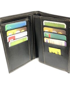 LOLUNA Grand Portefeuille Classique pour Homme Noir, 3 Volets et 8 Cartes | Identification | Carte Grise | Permis | Port