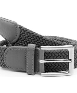 Charmoni Sienna - Ceinture femme tressée élastique et cuir synthétique - boucle en acier argenté - hauteur 3 cm - taille