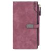 HNOOM Portefeuille en Cuir Pu pour Femme Grande Capacité avec 24 Emplacements Cartes et Zippé Pochette à Monnaie (Pourpr