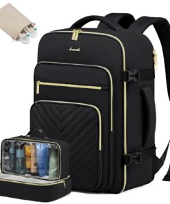 Sac à Dos Voyage Lovevook Femme 40L Imperméable Ordinateur Portable Noir