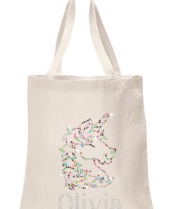 VARSANY Sac tote bag fille personnalisé licorne à strass