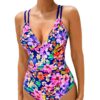 Maillot de bain une pièce CUPSHE pour femme, contrôle du ventre, double bretelles réglables, découpe dans le dos, anneau