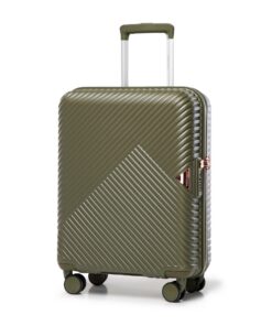 Valise Cabine Bagages à Main WITTCHEN Polycarbonate 4 Roulettes Sécurité Vert Olive Voyage Famille