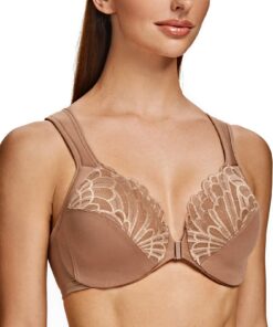 MELENECA Femme Soutien-Gorge Grande Taille Fermeture Devant Dentelle Sangle Coussin Couverture Totale Non Rembourré à Ar