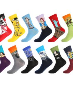 BONANGEL Chaussettes amusantes pour homme colorées et uniques en coton peigné, idéales pour le bureau, mi-mollet cool av