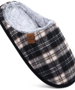 COFACE Pantoufles Homme à Carreaux Taille 45 Chaussures Chaudes en Mousse à Mémoire de Forme pour La Maison