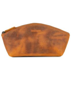 Pochette en Cuir Véritable Londo – Sac à Maquillage Femme | Trousse Toilette | Ferrure Éclair | Idéale pour Voyage | 100