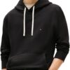 Tommy Hilfiger Sweat à Capuche Homme Essential Fleece Regular Fit Noir Gros Mot Motif