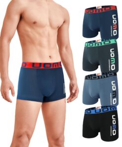 Trendy Boy Lot de 4 Boxers en Coton pour Hommes Coupe Regular Design Y-FrontComfortable Respirant Daily Wear