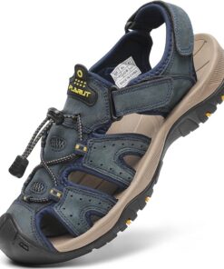FLARUT Homme Sandales de Randonnée en Cuir Ortéll Fermé | Chaussures pour Randonnée en Plein Air | Taille Disponible