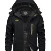 KEFITEVD Veste de Ski d'hiver Imperméable pour Homme Peche Randonnée Manteau avec Capuche Amovible