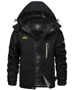 KEFITEVD Veste de Ski d'hiver Imperméable pour Homme Peche Randonnée Manteau avec Capuche Amovible