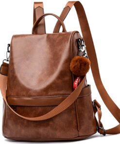 Doudoune Femme Anti-Voleur Pu Cuir Éthérèes En Pu Cuir Sac À Dos Étanche Pour École