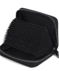 Cartes de crédit Porte-Cartes Cuir Fermeture Éclair RFID Blocage Noir 18 Emplacements