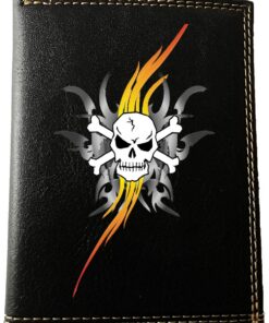 Syl'la Fantaisie Portefeuille Homme Noir élégant avec motif Flamme - Design élégant, durabilité, multiple poches pour ca
