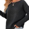 CUPSHE Pull décontracté en tricot à col rond pour femme idéal pour le week-end chaud
