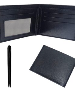 Cosmeria Portefeuille slim bifold pour homme en noir, protection RFID, 6 compartiments, design minimaliste, Noir, L