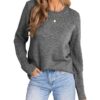 CUPSHE Pull en tricot décontracté pour femme - Col rond - Manches longues - Automne/Hiver - Doux et fin - Tailles dispon