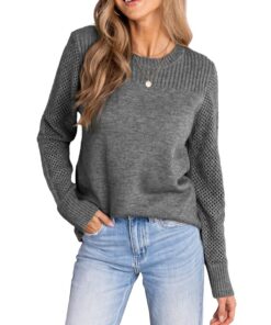 CUPSHE Pull en tricot décontracté pour femme - Col rond - Manches longues - Automne/Hiver - Doux et fin - Tailles dispon