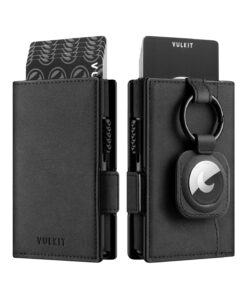 VULKIT Porte-Cartes Homme Airtag Porte-étiquette Métal Compatibilité Airtag, Protections RFID Fermeture Magnétique Bille