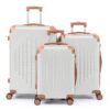 Bagages de voyage LEADZM Set de 3 Valises Grande Taille Cabine, Set Bagages ABS Coins Renforcés Roulements Pivots 360° D