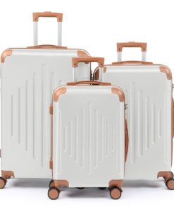 Bagages de voyage LEADZM Set de 3 Valises Grande Taille Cabine, Set Bagages ABS Coins Renforcés Roulements Pivots 360° D