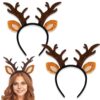 Hifot Serre-Tête Noël 2 Pièces pour Enfants et Adultes, Accessoires Noël Femmes Serre-Tête Renne Élément Noël pour Fête