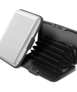 **Porte-cartes RFID en aluminium - 6 emplacements, Noir & Argent (pour Homme/Femme) - cobee**