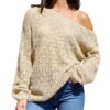 CUPSHE Pull asymétrique en crochet avec découpe café pour femme - Manches longues - Chic et pratique pour l'hiver