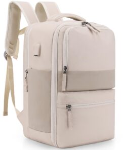 SUNUP Sac à Dos Voyage Grand Cabine Ordinateur Portable 14 Pouces Femme Homme Travail (Beige)
