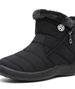 Bottes de Neige Hsyooes Femme Imperméables Chaussures d'Hiver Fourrées et Antidérapantes