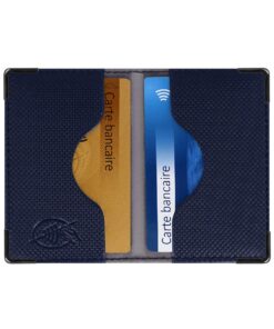 Etui Color Pop Protection RFID 2 Cartes Bancaires - Fabriqué en France - Protection des Données Bancaires (Bleu Marine -