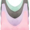 Soutien-gorge Pretty sans armatures pour sport : Lot de 4 larges bretelles - Ajustement confortable - Idéal pour sport,