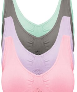 Soutien-gorge Pretty sans armatures pour sport : Lot de 4 larges bretelles - Ajustement confortable - Idéal pour sport,