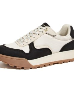 LUCKY STEP Chaussures de Sport Femme Plates-forme Toile - Sneakers Casual à Lacets Style Rétro pour Tennis, Course et Ma