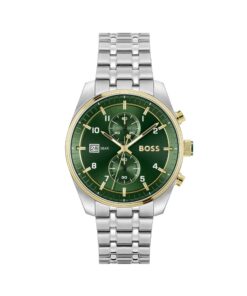 BOSS Chronographe Quartz Homme Collection SKYTRAVELLER Cuir Acier Inoxydable