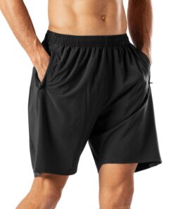 HMIYA Short de Course pour Homme - Séchage Rapide - Pantalon Court avec Poche Zippée - Élégant et Pratique - 38x32cm