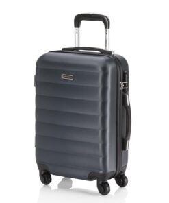 Valise cabine ITACA Rigide Légère à Roulette 4 Roues Pivotantes Anthracite Idéal pour Voyage en Avion